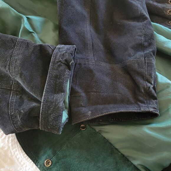 Vintage Charles Klein Suede Anorak Coat 20.5 XXL Plus Size Black Hooded Parka - Picture 10 of 10